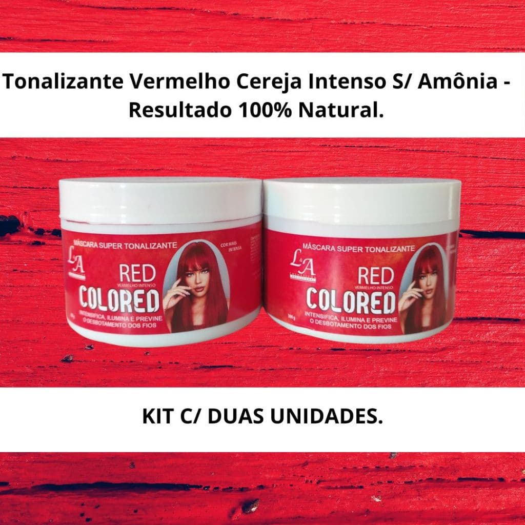 Máscara Tonalizante Vermelha (KIT C/2UND) Colored - L&A Cosméticos - S/ Amônia 300g.
