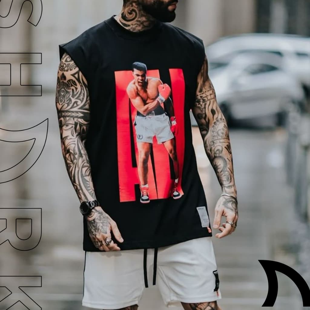 Regata Machao Oversized Camiseta Sem Manga Estilosa Lutador Boxe Muhammad Ali Treino Academia