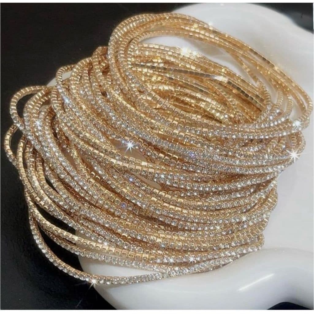 Pulseira feminina Strass - Kit com 6 unidades strass delicadas estilo elegância brilho para mulher