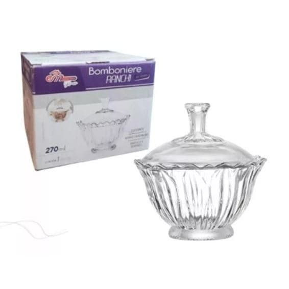 Bomboniere Potiche Baleiro Vidro Ranchi Atacado Vidro Cristal Decoração