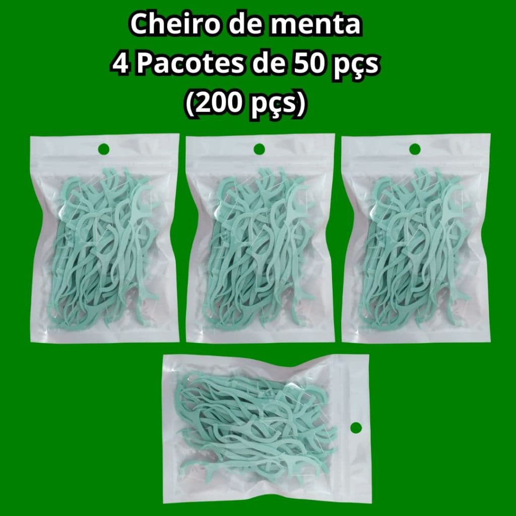 Fio dental verde ultra-fino infantil e adultos com Haste cheiro de menta