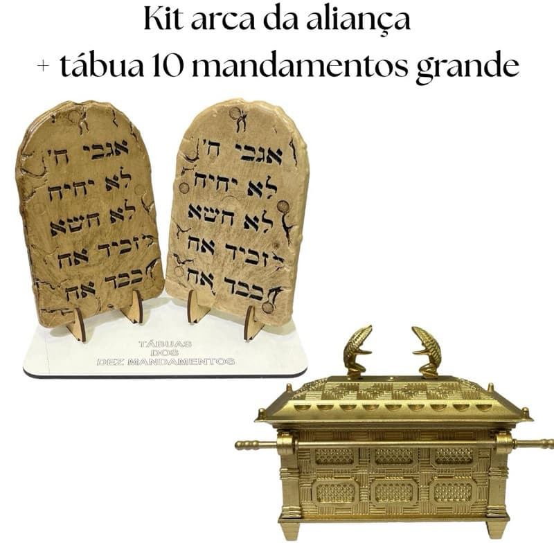 Kit Arca da aliança com tábua 10 mandamentos- 1 arca 15cm e 1 tábua grande