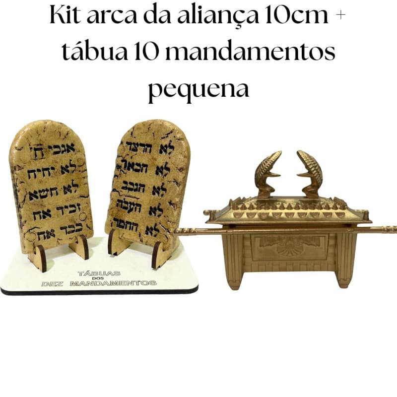 Kit Arca da aliança 10cm + tábua 10mandamentos pequena- kit plástico