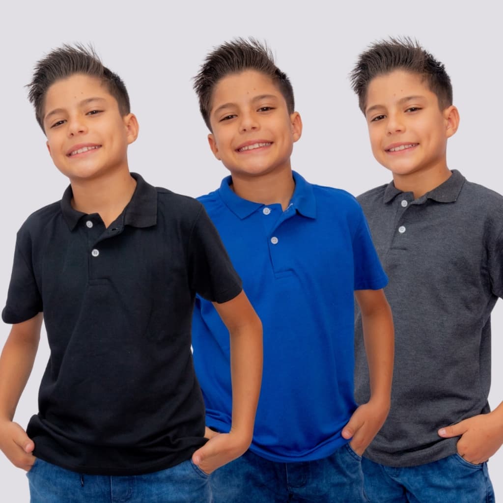 Camisa Infantil Polo Piquet Algodão Manga Curta Confortável