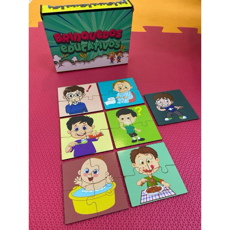 kit quebra cabeça 10cm 7 peças sentidos e necessidades
