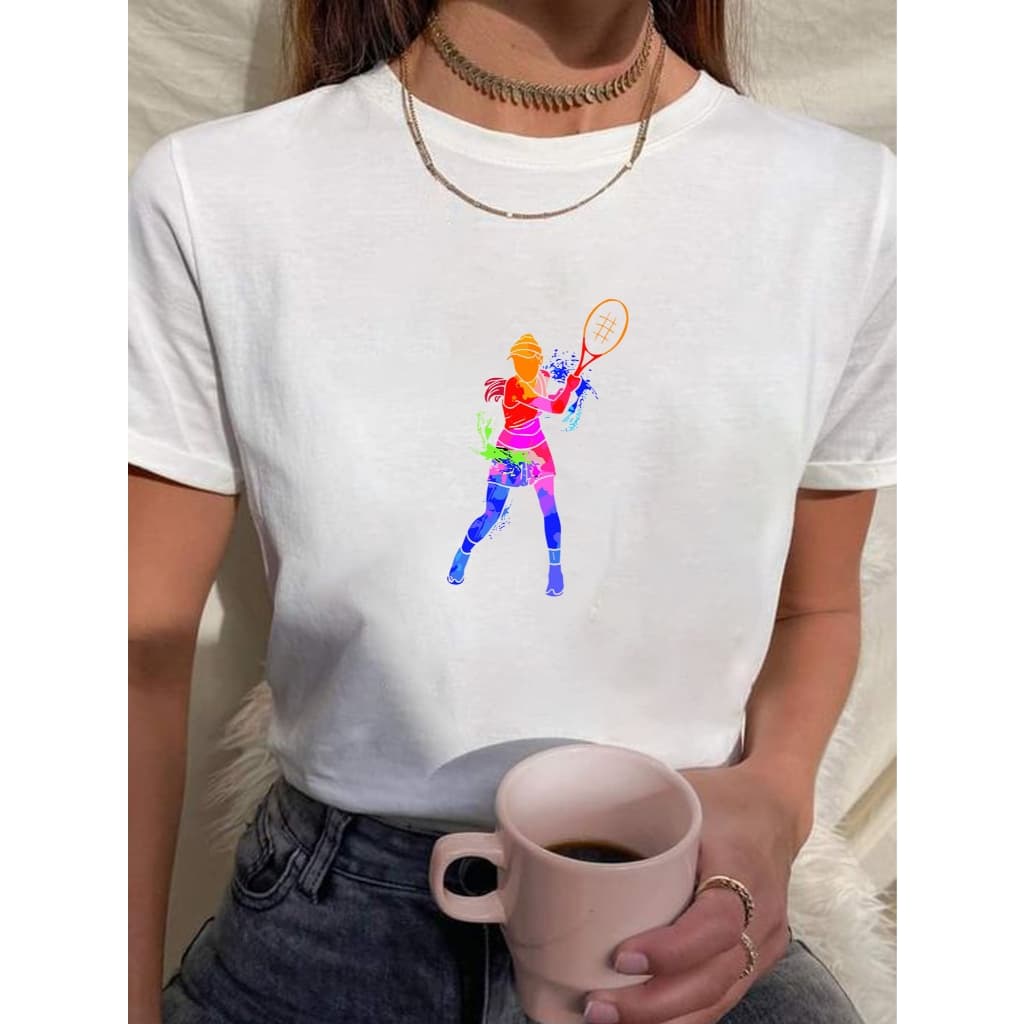 Camiseta Feminina Babylook t shirt mulher beach tenis tennis raquete jogo esporte 100% Algodão