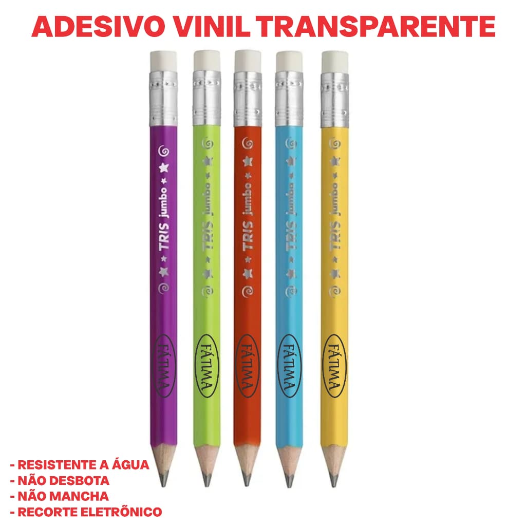 ETIQUETA / ADESIVO TRANSPARENTE ESCOLAR LÁPIS - JÁ RECORTADO