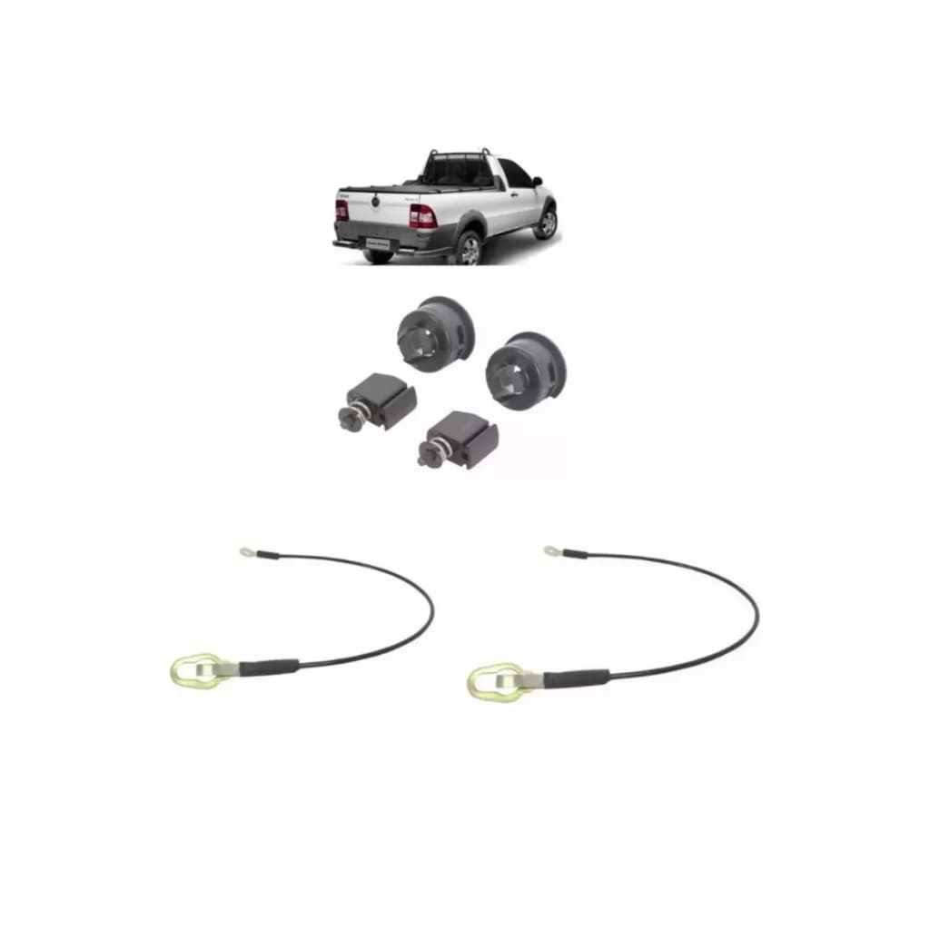 Kit Reparo E Par Cabo de Aço Tampa Traseira LD/LE Fiat Strada Anos 2009 A 2013