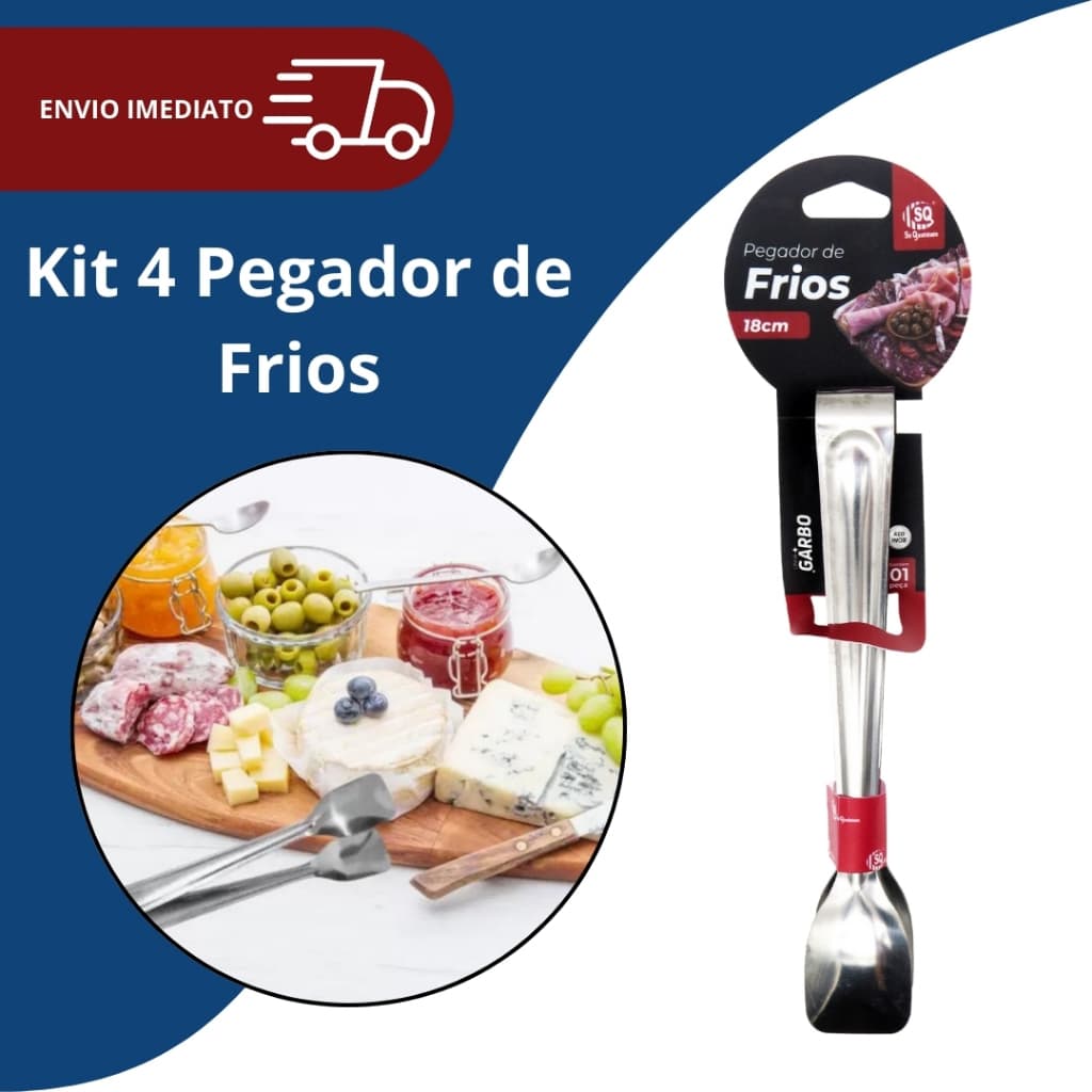 Kit 4 Pegadores de Frios Linha Garbo 18cm em aço inox