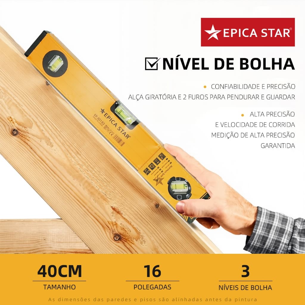 Nível 3 Bolhas Profissional 40/50/60/80/100/120cm - ABS, Régua Integrada, para Pedreiro e Carpintaria