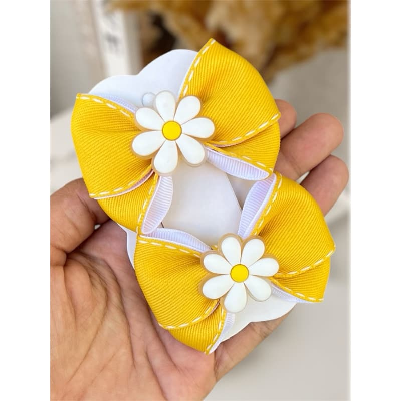 Parzinho laço cabelo infantil flores margarida