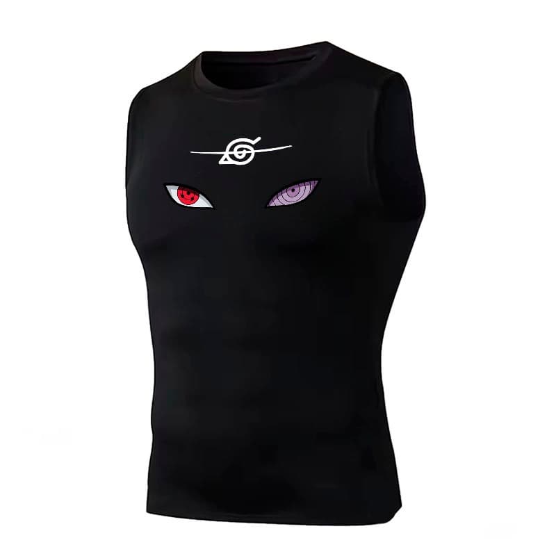 Camiseta Regata Compressão Academia Anime Sharingan E Rinegan Sasuke Uchiha Arte Manga