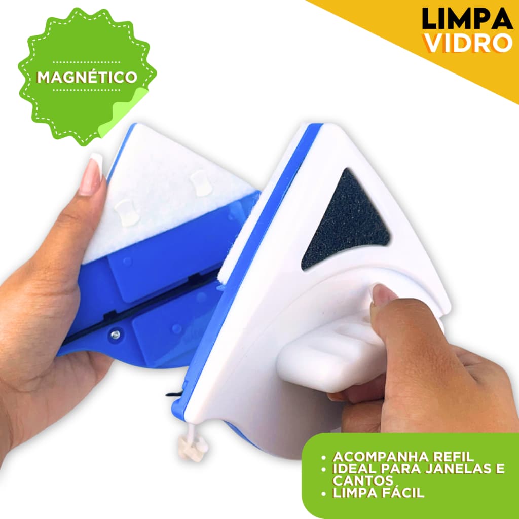 Limpa Vidro Magnético - Dupla Face C/ Super Imã Mágico - NL