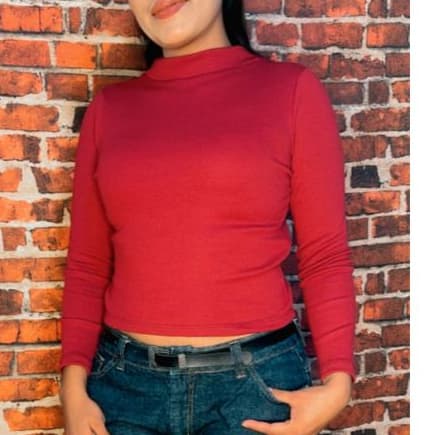 BLUSA DE FRIO RIBANA, GOLA ALTA MANGA LONGA