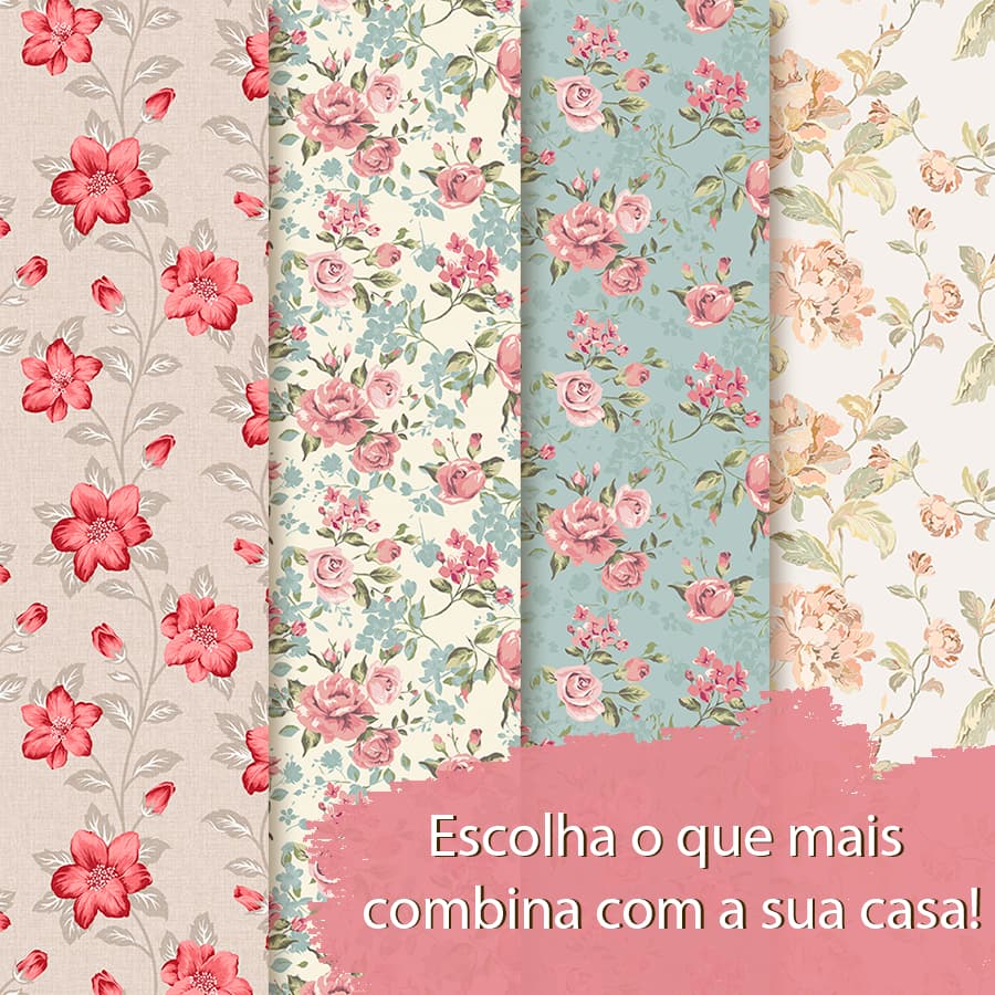 Papel de Parede Adesivo Floral Boho Elegância Sofisticação Autocolante Sala Rosas Decoração