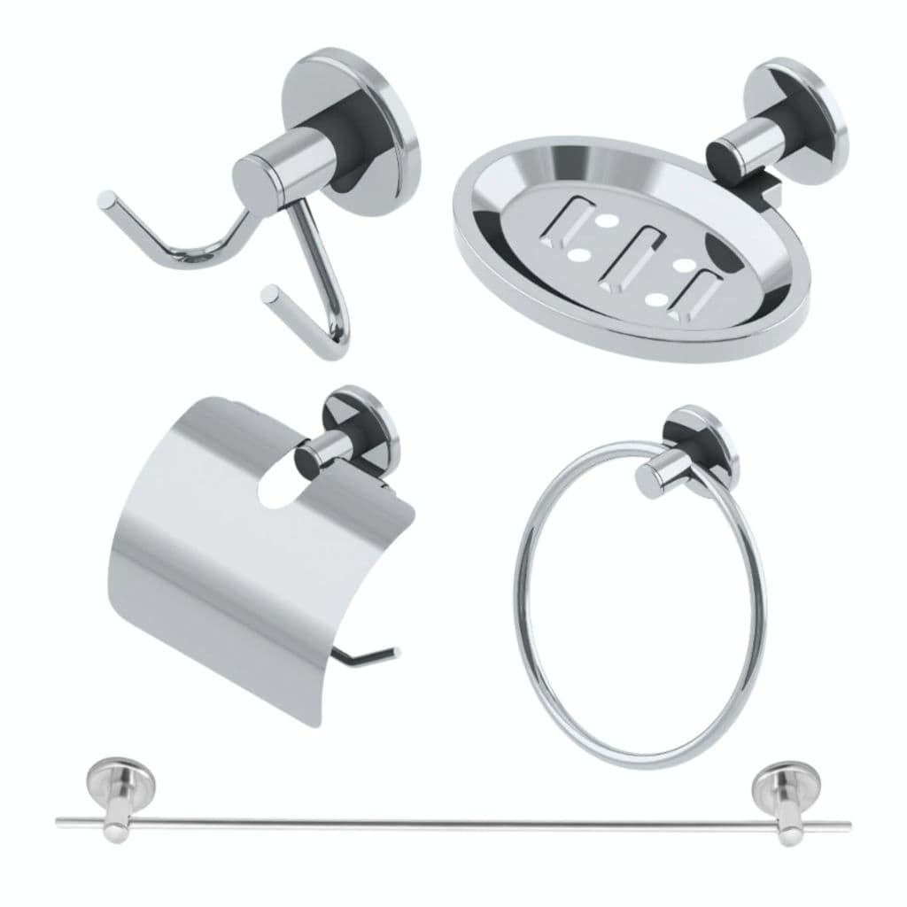 Kit Para Banheiro Completo Acessórios Em Inox 5 Peças