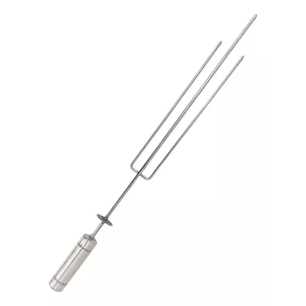 2x Espeto Triplo Giratório 50cm Inox Tridente