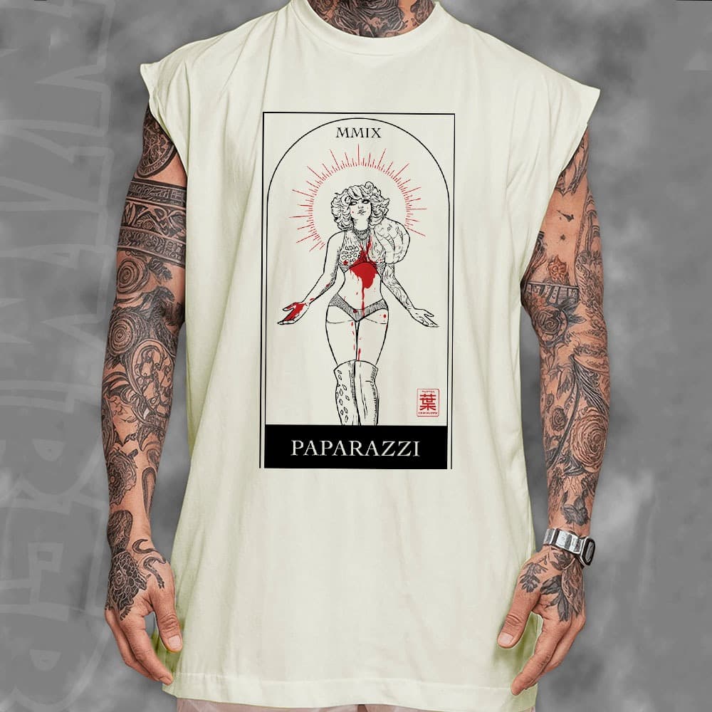 Camiseta regata machao oversized lady gaga mayhem album turne paparazi unissex em algodao