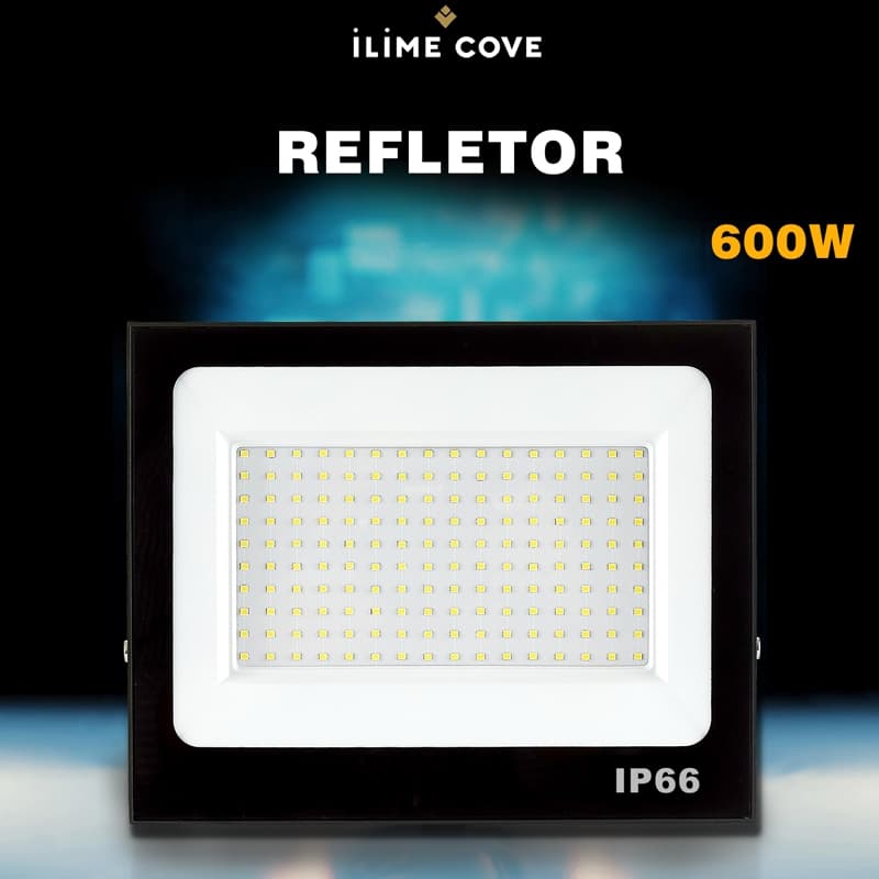 Refletor LED 600W Holofote Bivolt Super Brilhante e Econômico IP66 à Prova d'Água Externas  Luz Frio