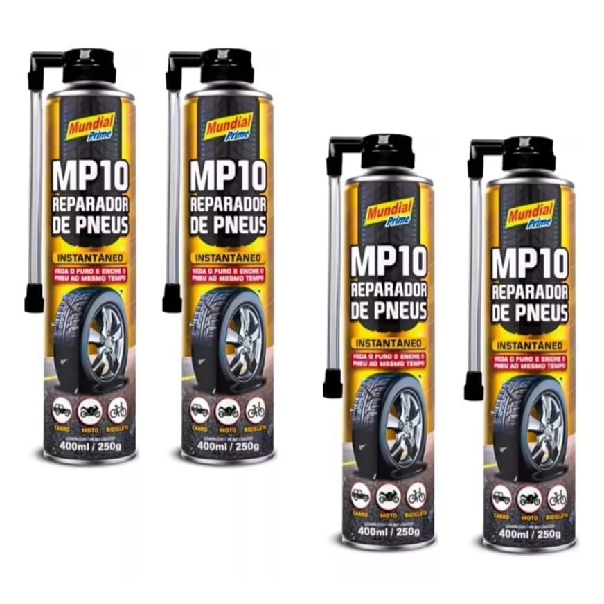 4x Spray Reparador De Pneu Furado Mp10 Mundial Prime 400ml