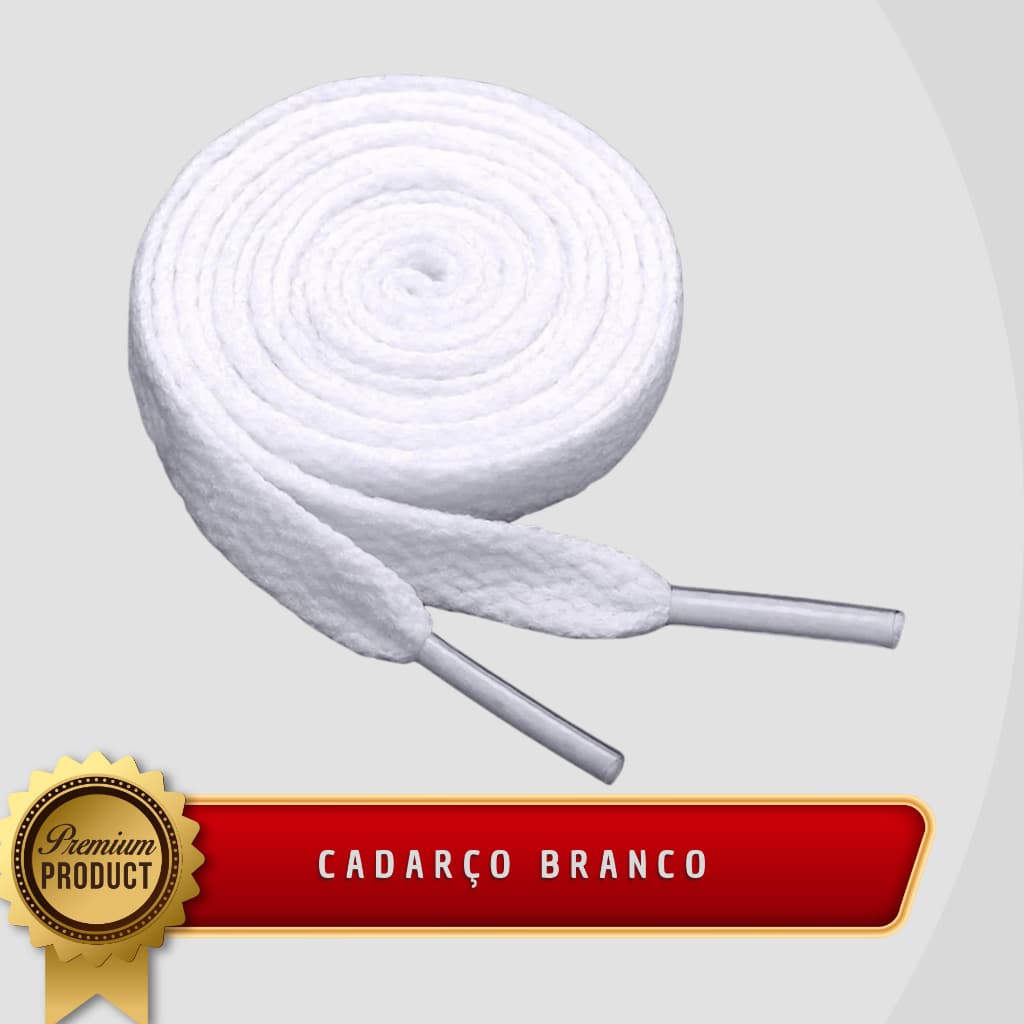 Pares de Cadarço Atacador Chato BRANCO De Poliester 120 CM Unissex Para Tênis Blusa