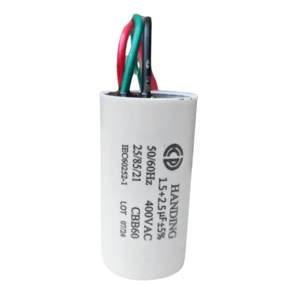 Capacitor 1,5uf + 2,5uf 400 Vac 5% 25x48 3fios