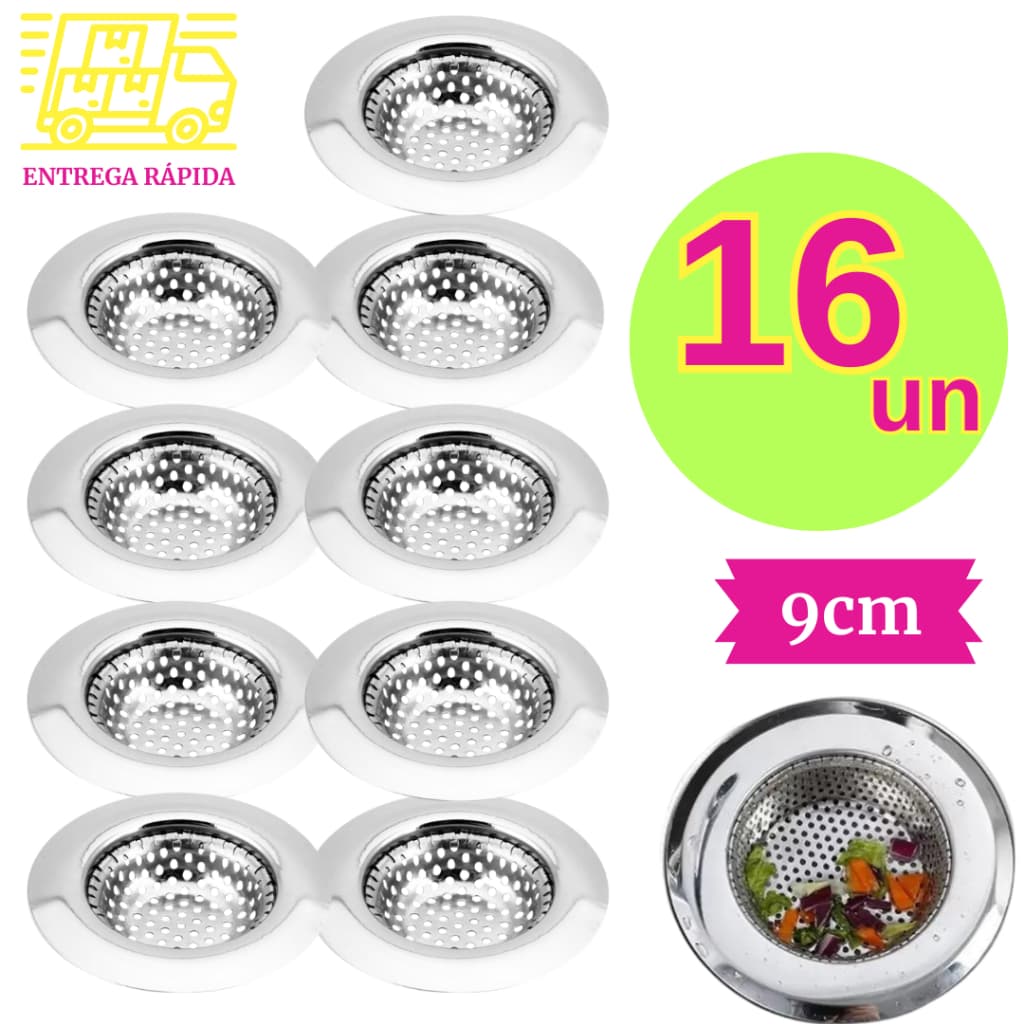 Kit 16 Ralinhos Para Pia Tanques 9cm Aço Inox Premium Com Borda Duradouro Cozinha Alta Qualidade