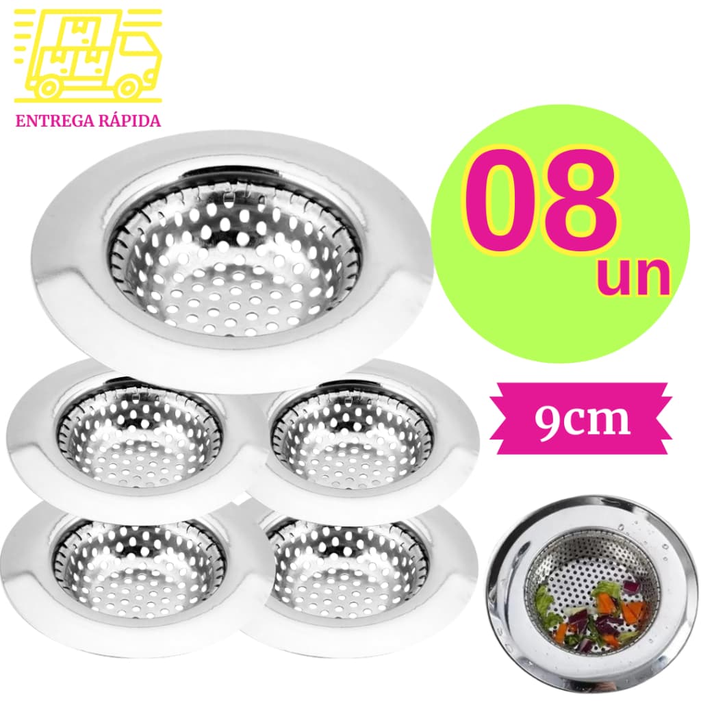 Kit 8 Ralinhos Para Pia Tanques 9cm Aço Inox Premium Top1 Com Borda Duradouro Cozinha
