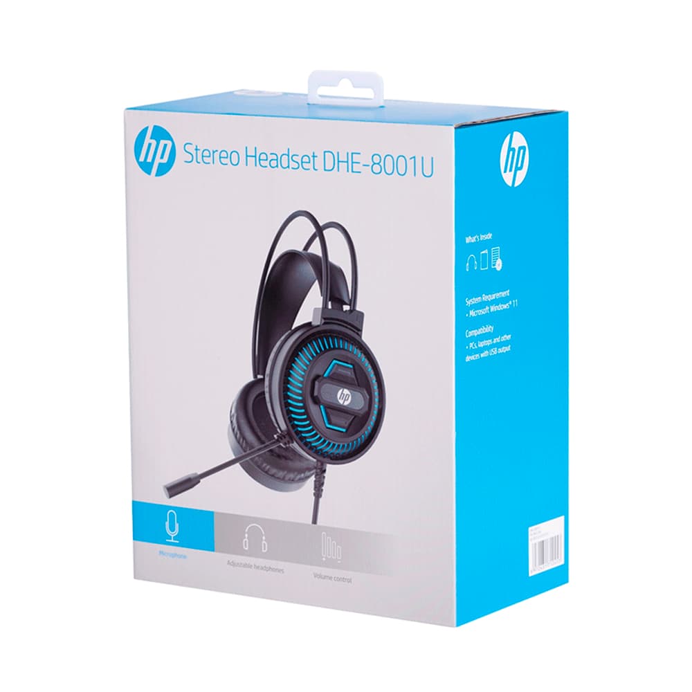 Headset HP DHE-8001U Gamer USB, Preto, Lead Azul