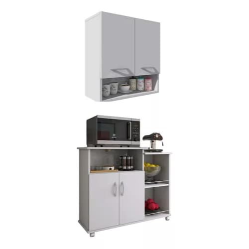 Fruteira Balcão com Rodinhas para Cozinha ou Lavanderia – Suporte para Micro-ondas e Bebedouro