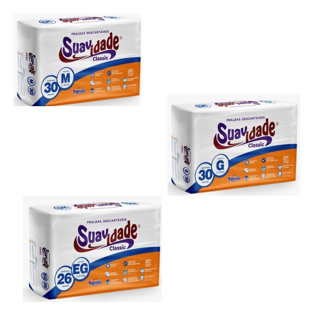 Fralda Descartavel Geriatrica Suavidade Classic Fralda Para Adulto Incontinencia Urinaria Alta Absorção