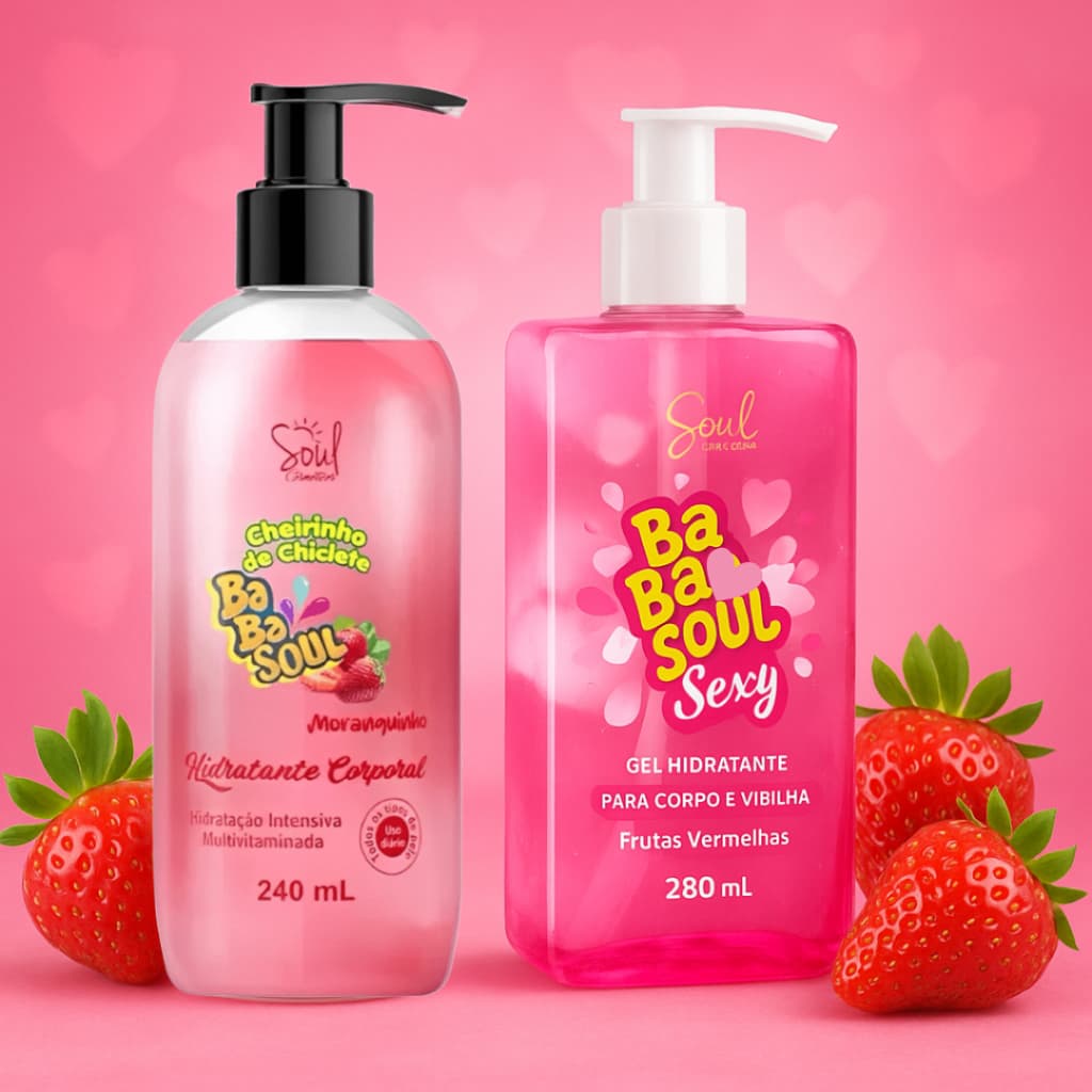 Kit 02 Hidratantes Corporal BabaSoul Soul Cosméticos 240ml Cheirinho de  Melancia Morango Tutti Fruit Frutas Vermelhas
