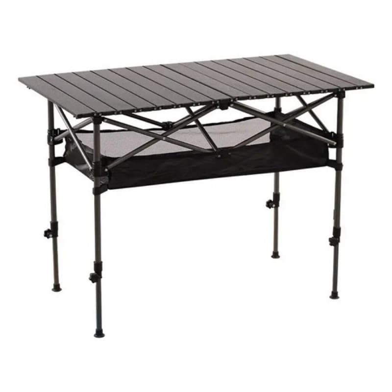 Mesa Dobravel Portatil Acero al carbono Vira Maleta Camping Praia 95x55cm Cor Preto