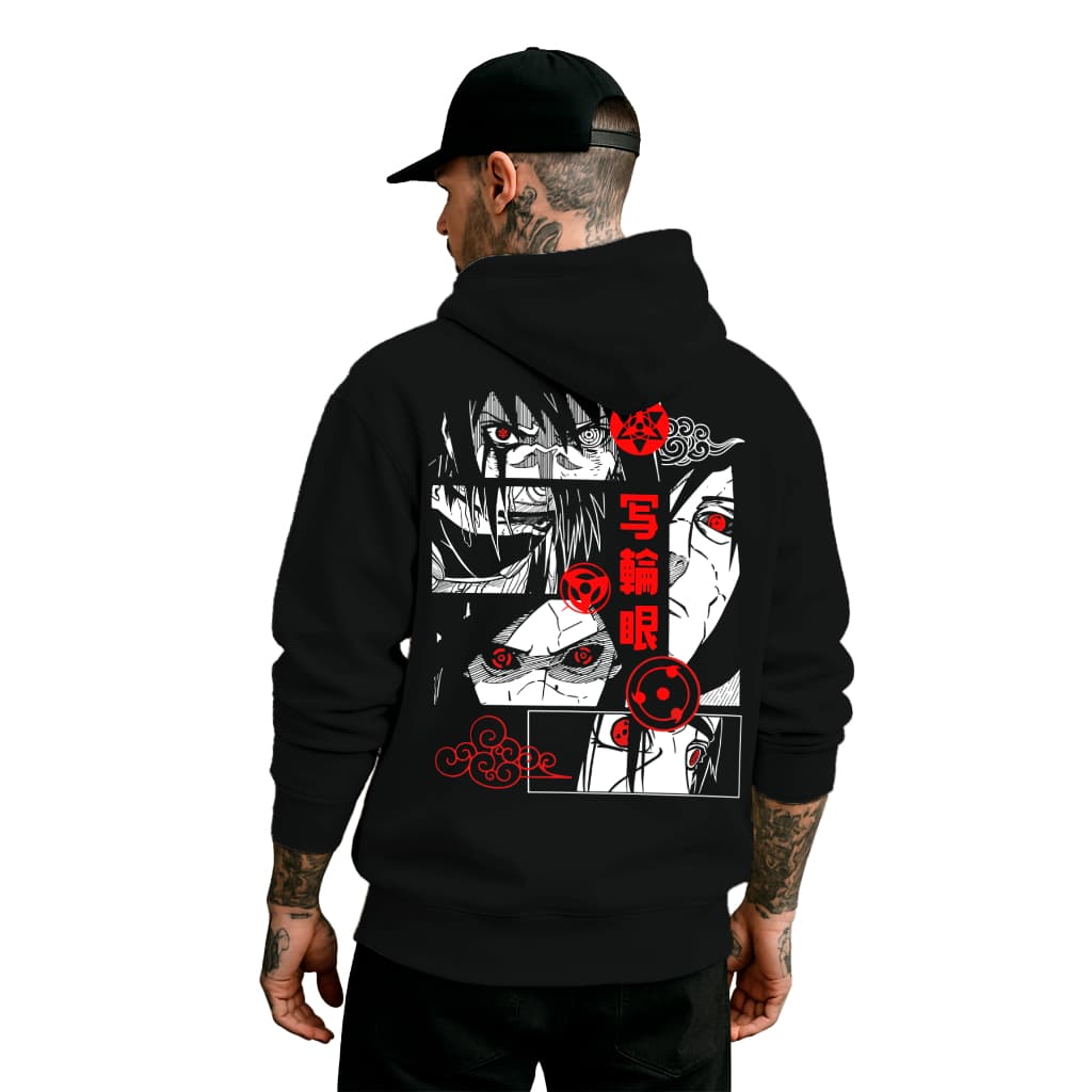 Moletom Confortavel Sharingan 50% Poliester 50% Algodão Unissex Streetwear Anime Blusão