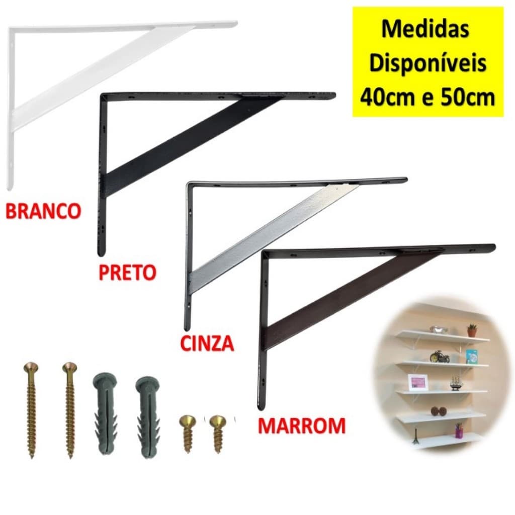 Mão Francesa Para Prateleira Suporte Cantoneira 40cm - 50cm