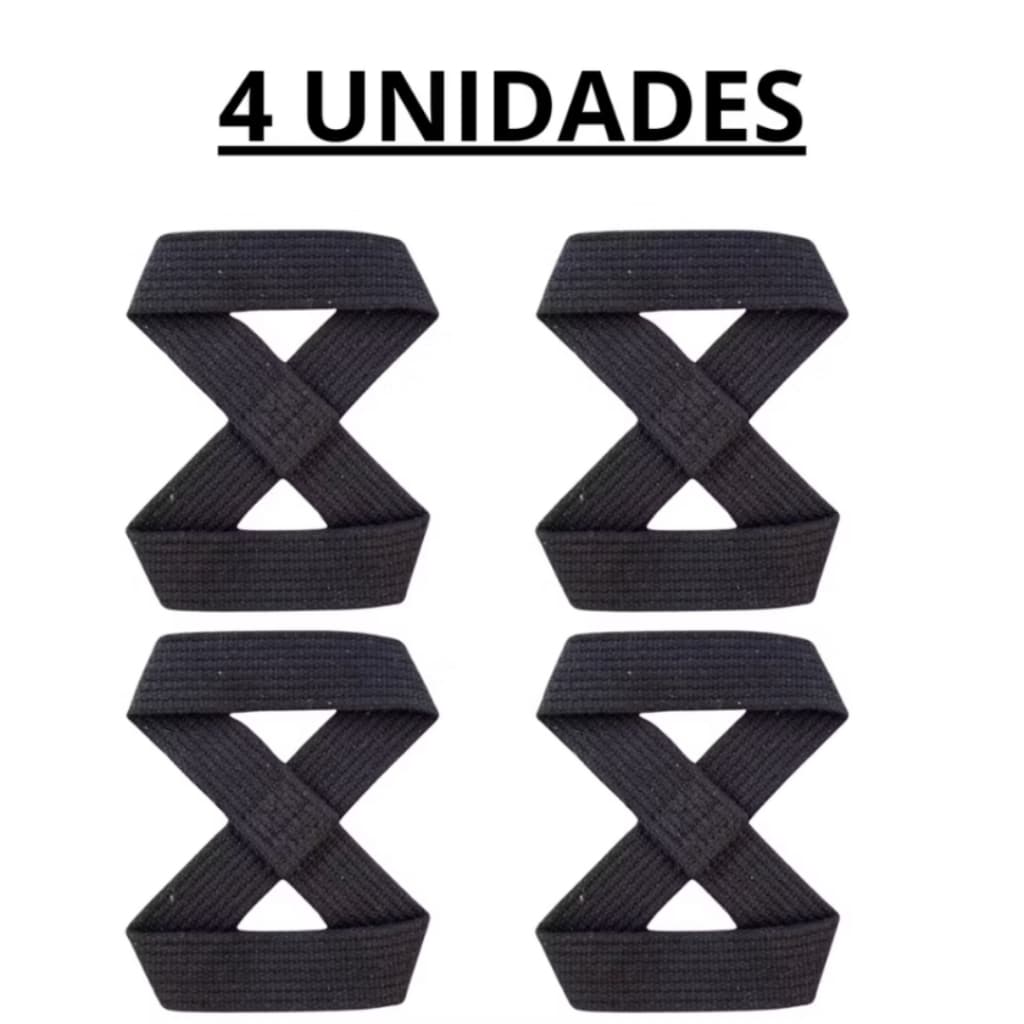 𝗞𝗜𝗧 𝟰 𝗨𝗡𝗜𝗗𝗔𝗗𝗘𝗦 STRAPS  8 PARA TREINO ACADEMIA, CROSSFIT 100% ALGODÃO PRETO.