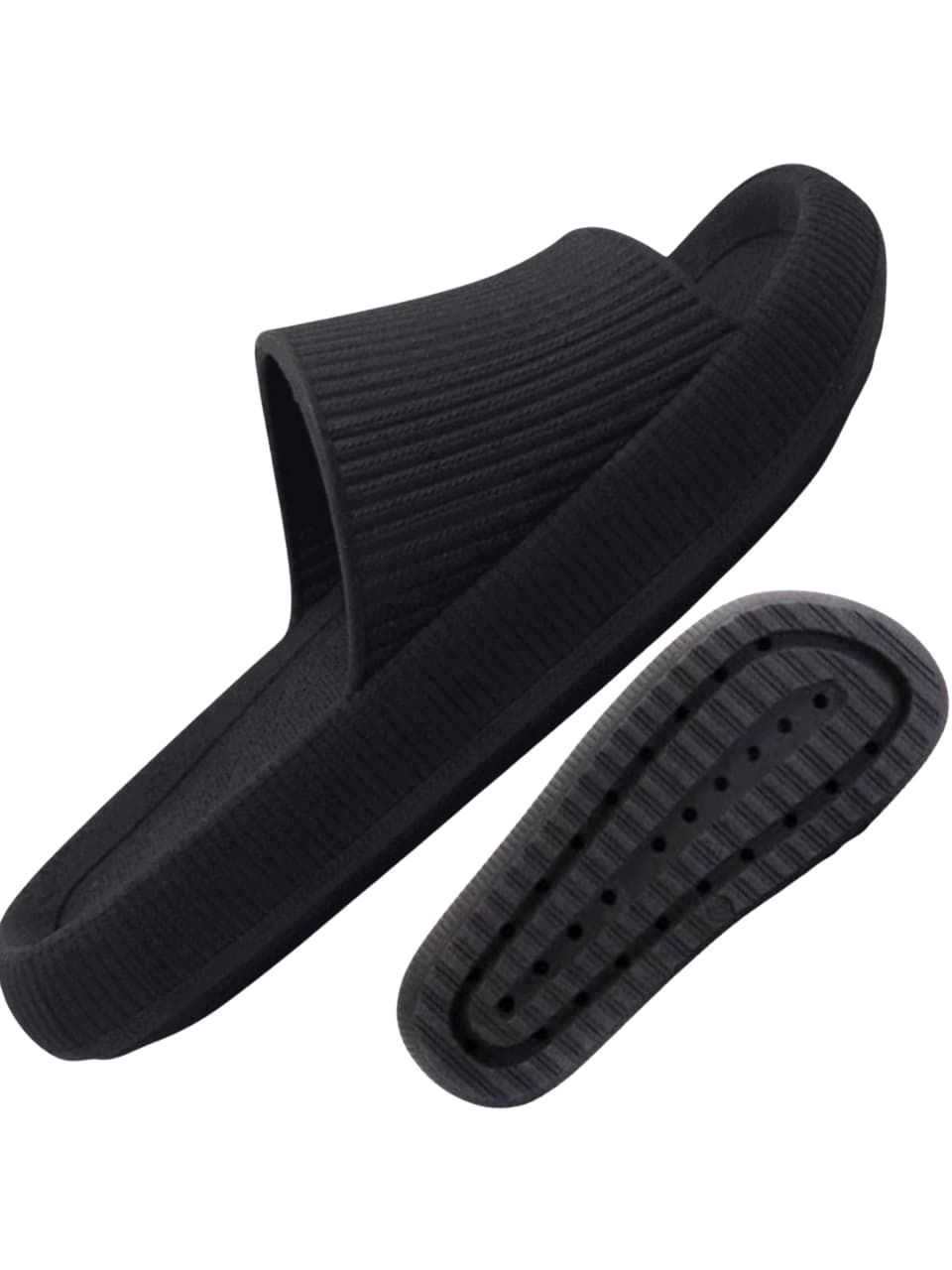 Chinelo nuvem ergonômico unissex slide flexível conforto antiderrapante preto