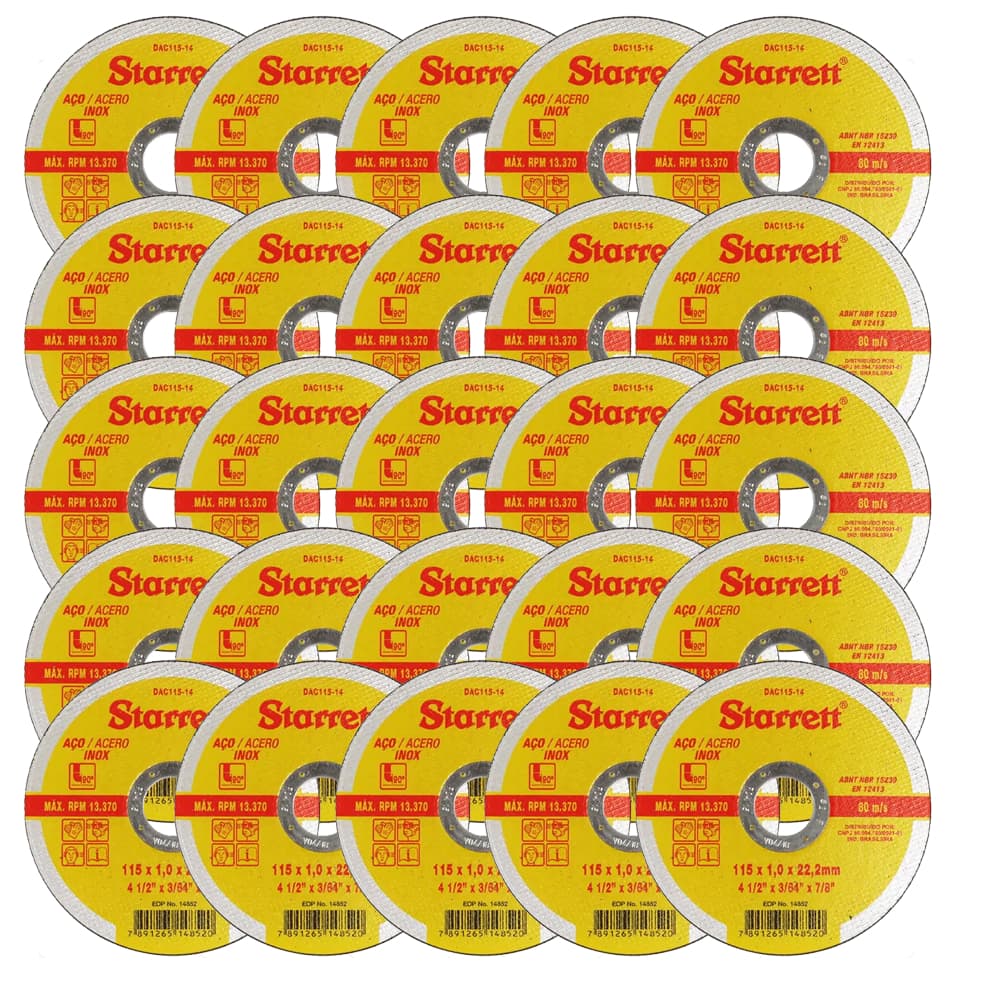Kit Discos de Corte Starrett DAC115-14 4.1/2"x1,0mm x7/8"