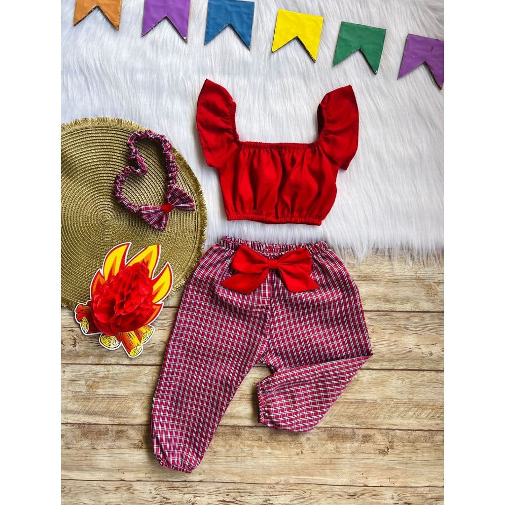 Conjunto Infantil Menina Xadrez (1, 2 e 3 anos) Roupa Infantil