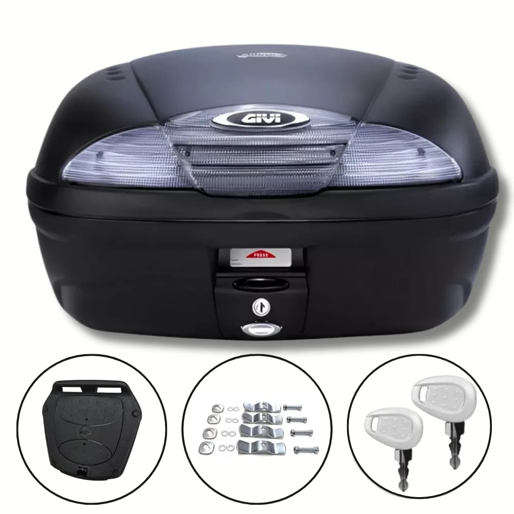 Baú Givi Fumê 45 Litros Monolock Simply E450NT Com Base
