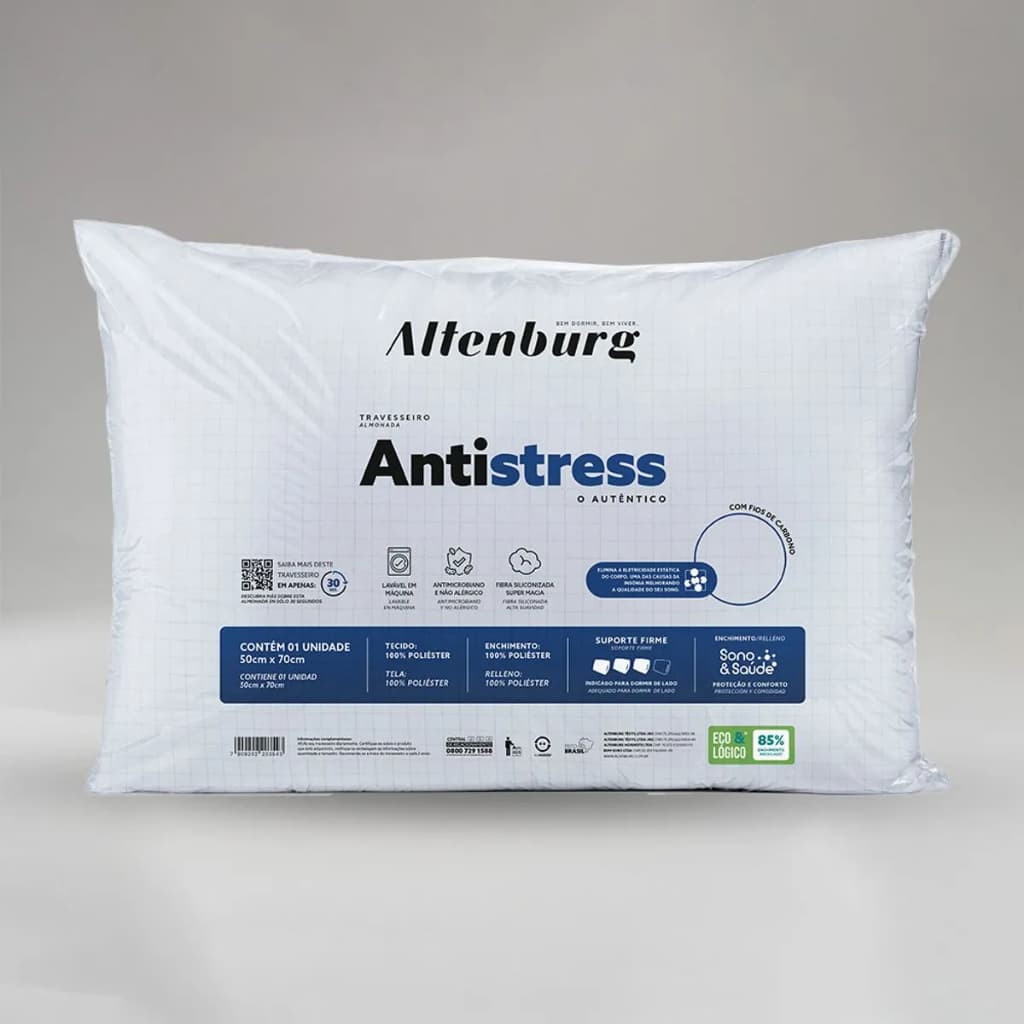 Travesseiro Antistress Fios de Carbono 50cm x 70cm Altenburg