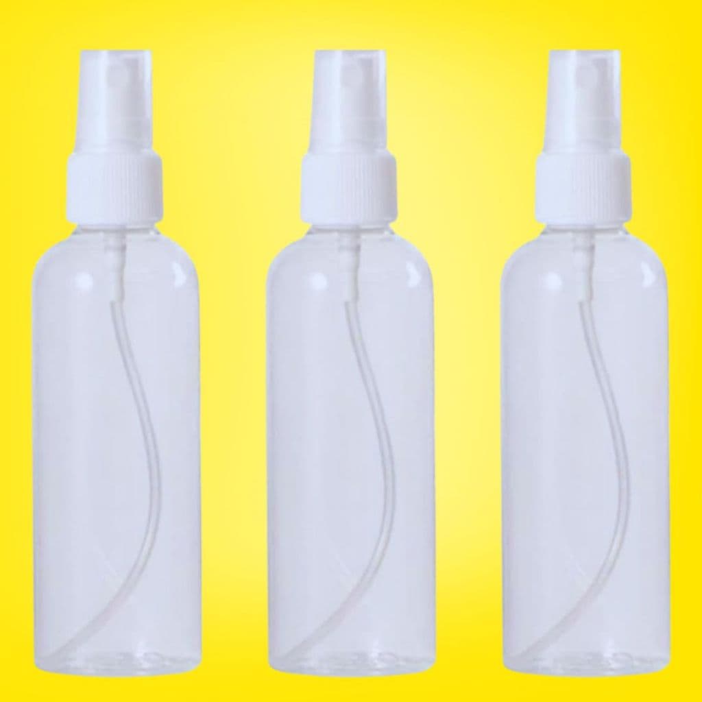 Frasco Spray 100ml | Borrifador Mini Pulverizador Manual Multiuso Plástico Transparente (Kit 3 Unidades)