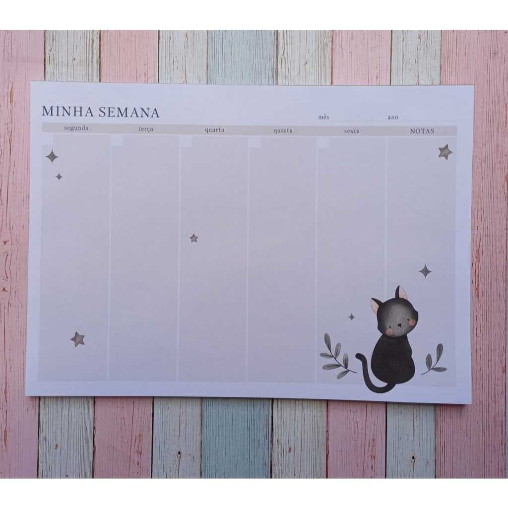 Bloco Planner de Mesa Semanal Destacável | Planejador Semanal