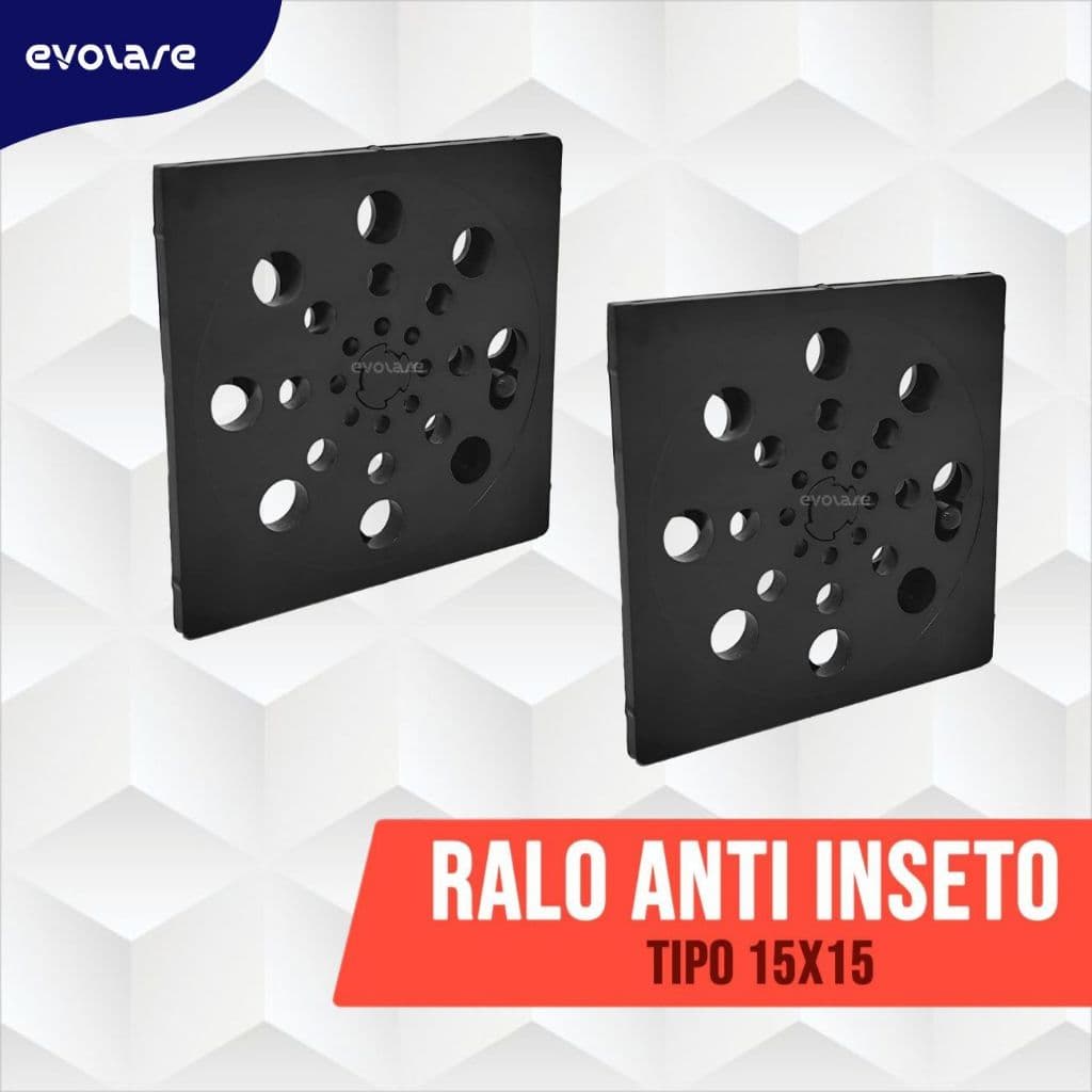 2 Ralos 15x15 Quadrado Abre e Fecha Preto em ABS com Porta Ralo Incluso