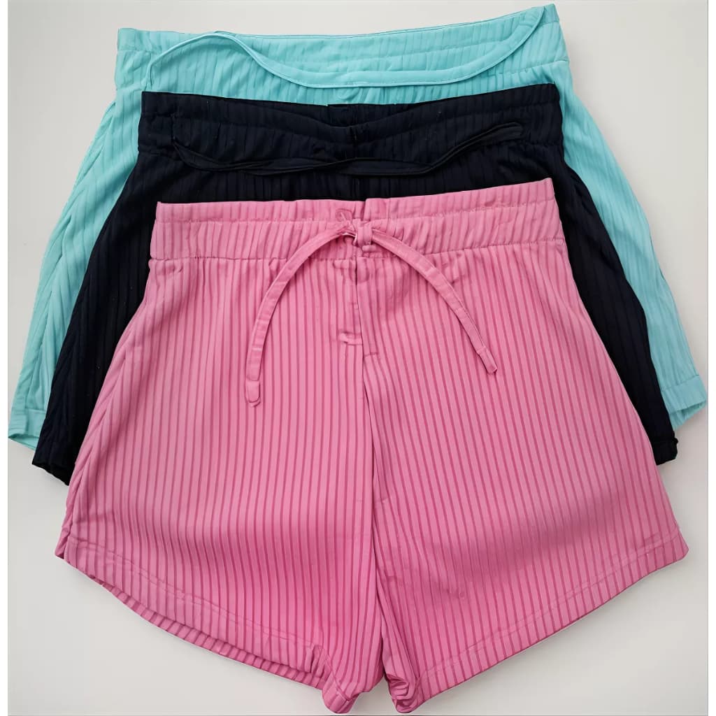 Kit 3 Short Infantil Menina Feminino Malha Canelada