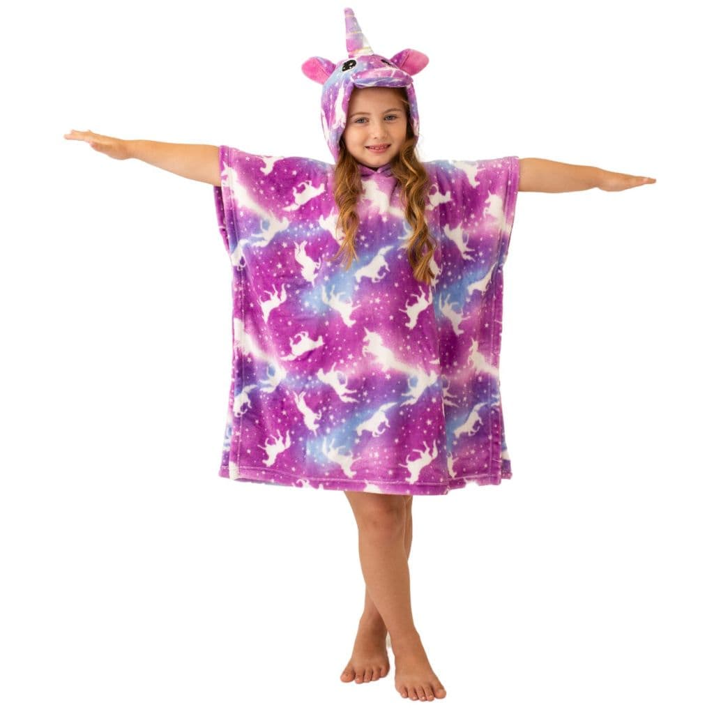 Poncho Roupão Infantil Plush Unicórnio Tecido Macio Tipo Mantinha Microfibra Meninas