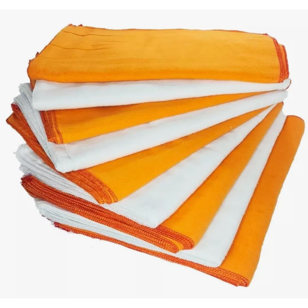 FLANELA LARANJA OU BRANCA 40cm X 60cm - 5 UNIDADES