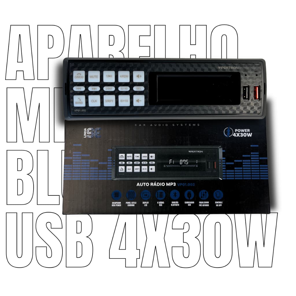 Aparelho Mp3 Som Automotivo Carro Bt Rádio Fm Usb 4x30w Com bluetooth