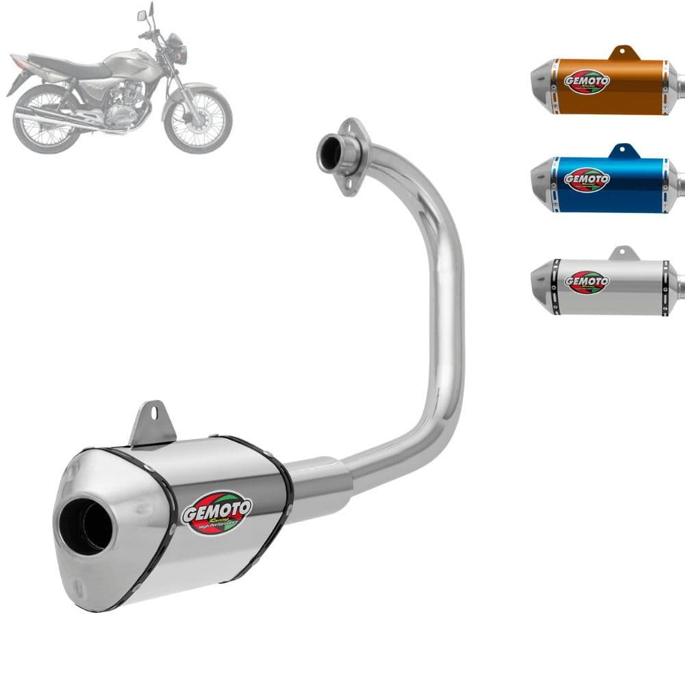 Escapamento Escape Gemoto Racing 3 Trioval para Moto Honda Titan Esd 150 2004 2005 2006 2007 2008