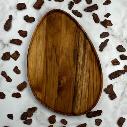 Tábua Gota Orgânica Para Servir e Frios Com Rebaixo – Madeira de Teca 36x25x2cm